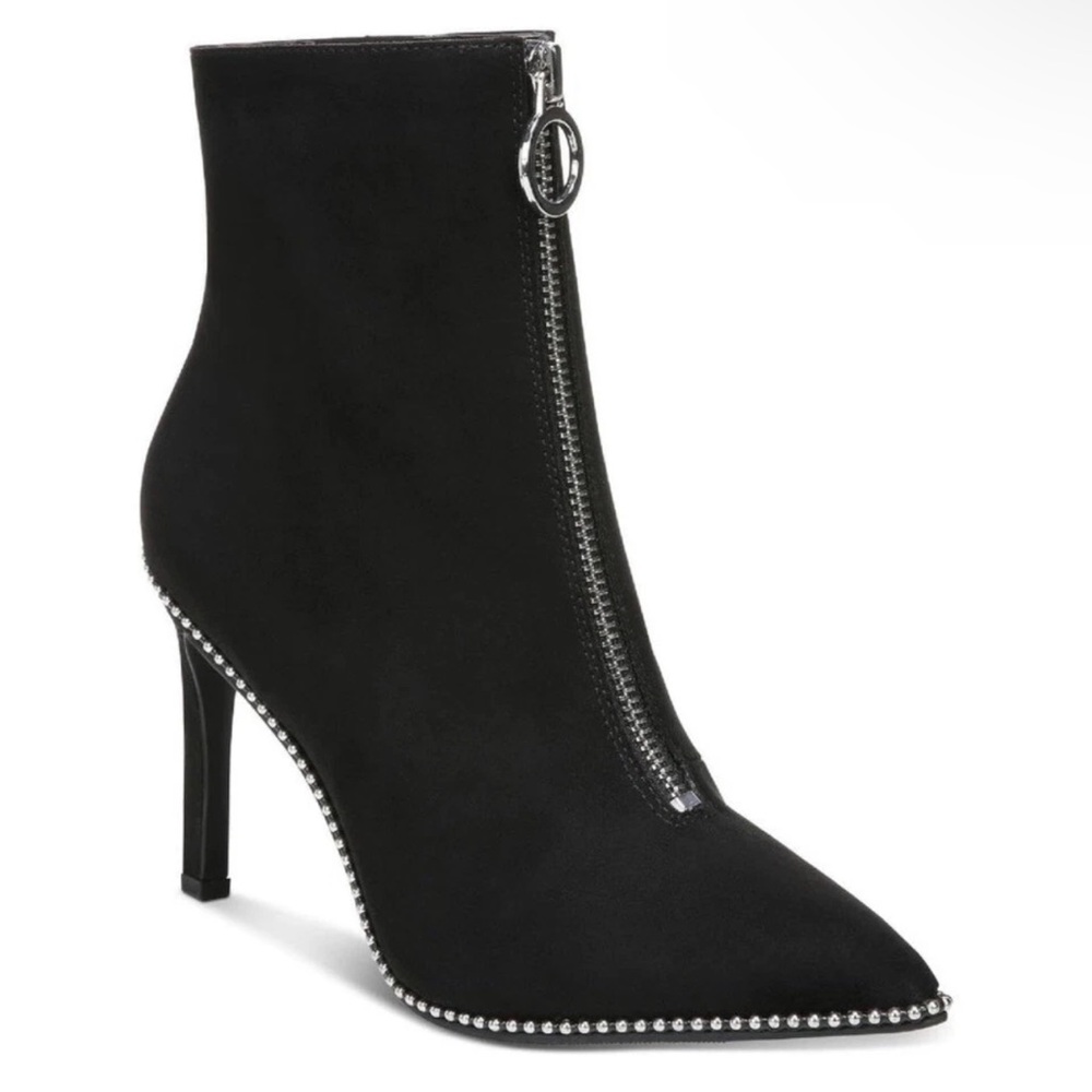 NWT Bar III Women’s Briget Front-Zip Stiletto Booties Black Size 7 M